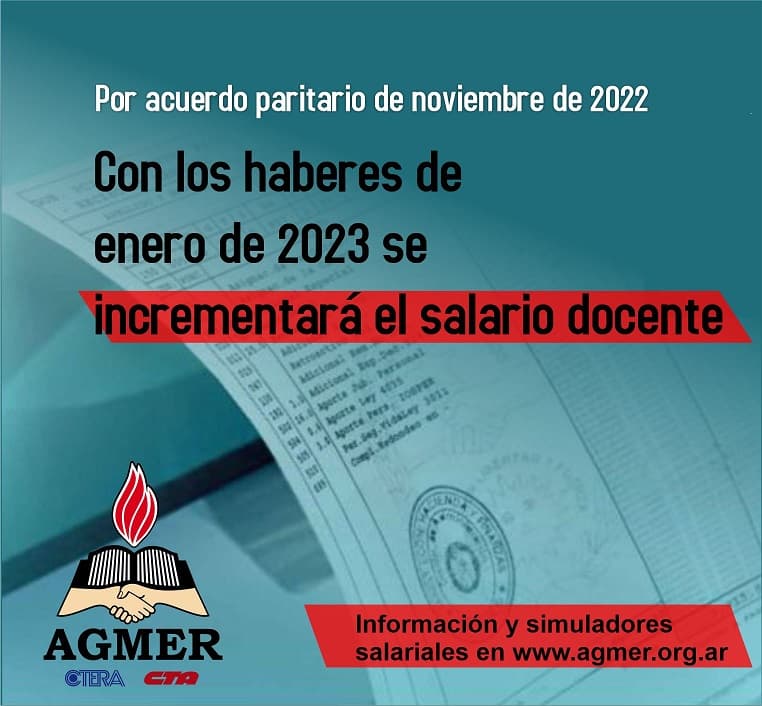 Con los haberes de enero de 2023 se incrementará el salario docente