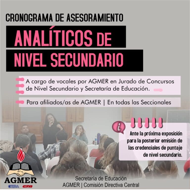 Cronograma de asesoramiento por analíticos de Nivel Secundario