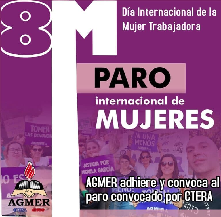 #8M: CTERA y AGMER adhieren al paro en el Día Internacional de la Mujer Trabajadora
