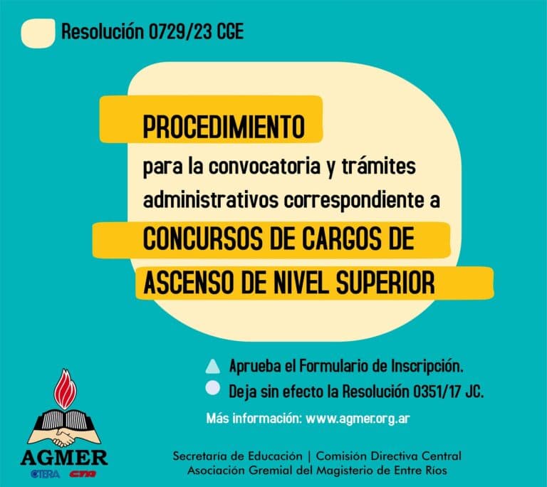 Resolución 0729/23 CGE: sobre concursos de cargos de ascenso de Superior
