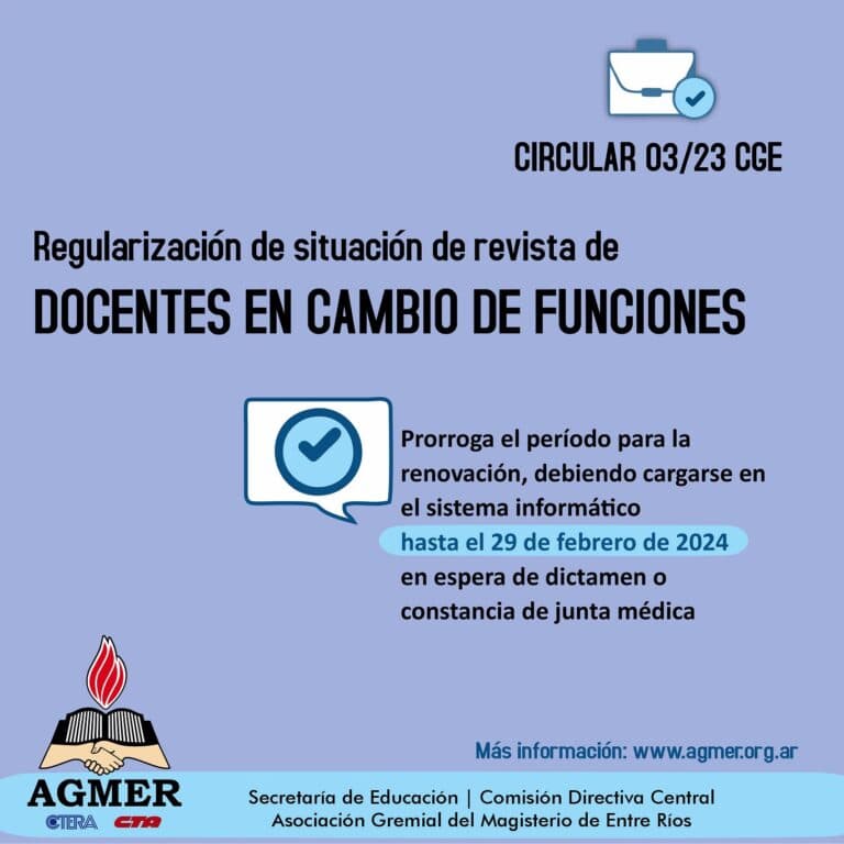 Circular 03/23 CGE: sobre docentes en Cambio de funciones