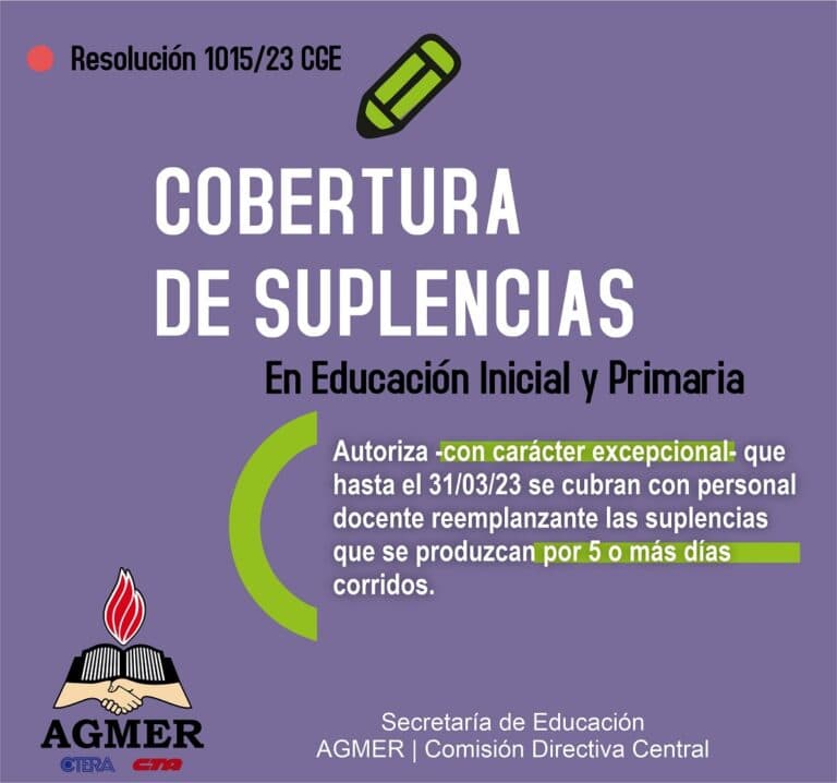Sobre cobertura de suplencias en Inicial y Primaria
