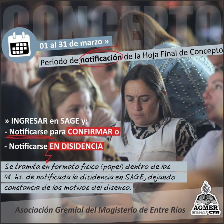 ¡NO OLVIDAR! Del 01 al 31 de marzo es el período de notificación de la Hoja Final de Concepto