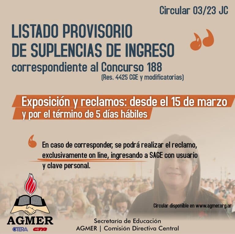 Listado provisorio de suplencias de ingreso: cronograma de exposición y reclamos
