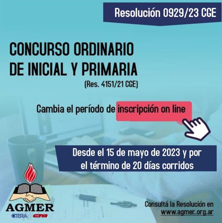 Concurso ordinario de Nivel Inicial y Primario: período de inscripción