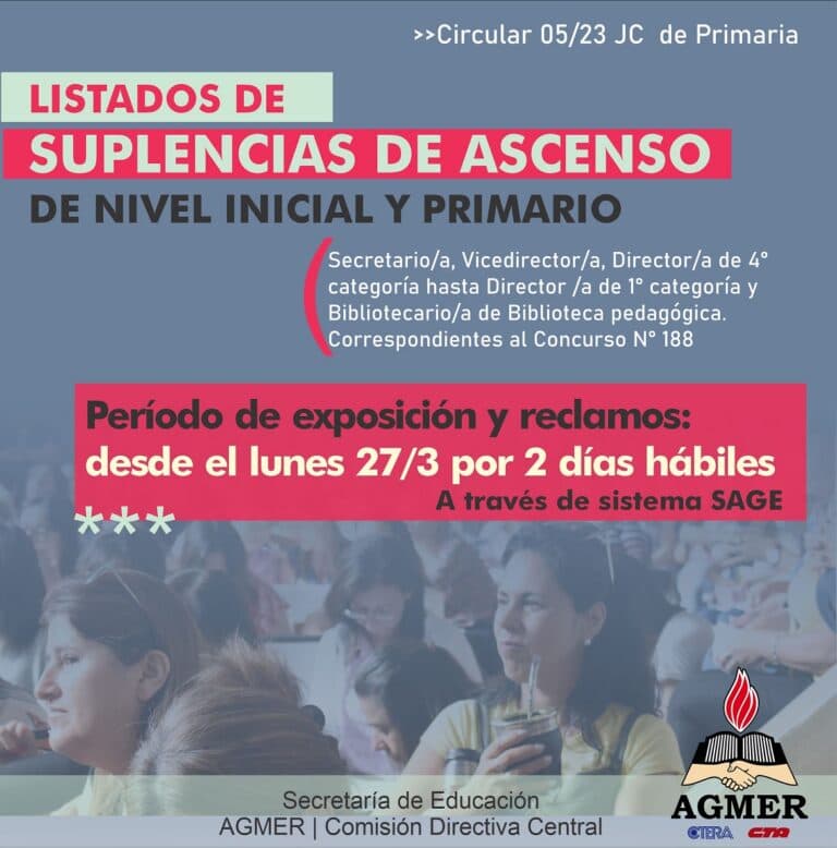 Listados de suplencias de ascenso de Inicial y Primario