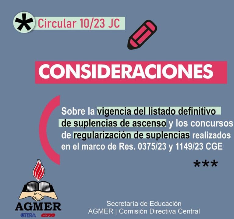 Suplencias de ascenso | Circular 10/23 JC