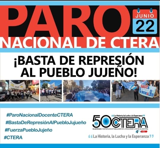 Jueves 22 de junio: PARO nacional de CTERA