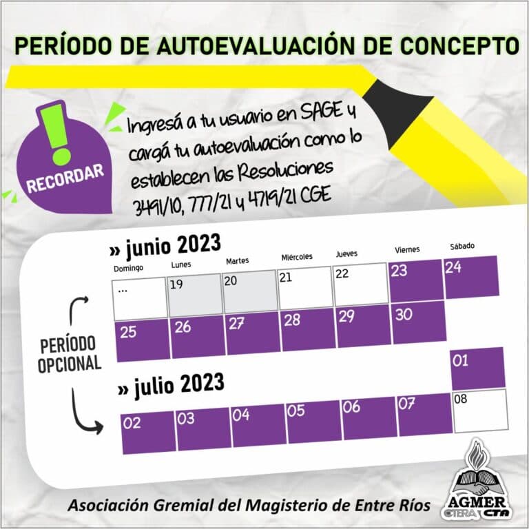 RECORDAR – Hasta el 07 de julio podemos cargar la autoevaluación de concepto