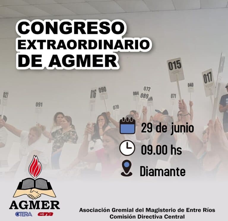AGMER convoca a Congreso Extraordinario