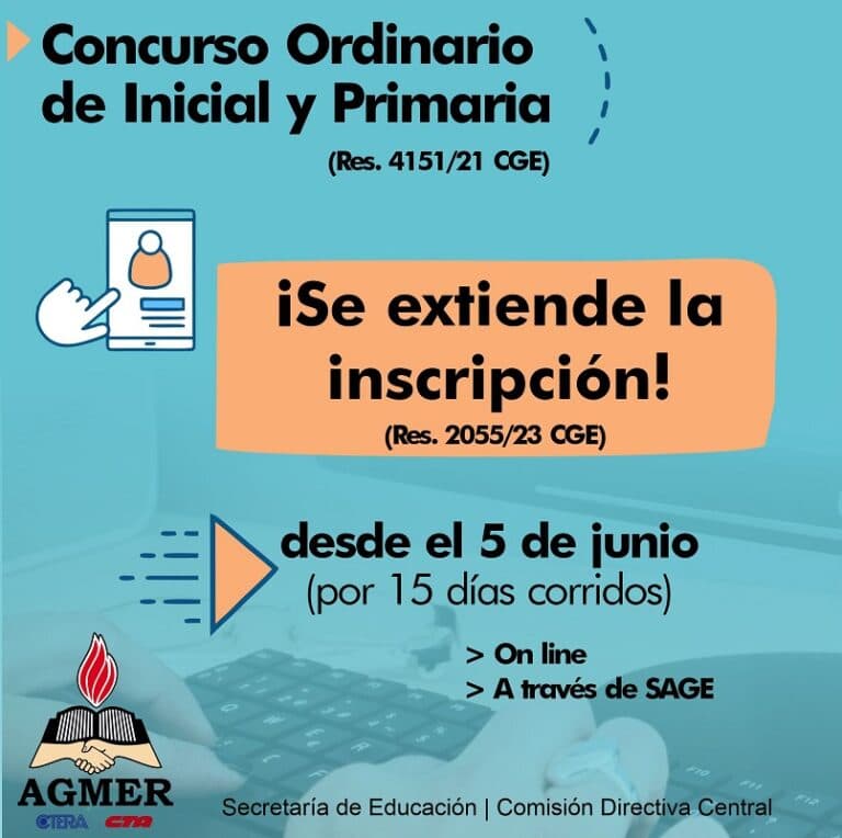 Concurso ordinario de inicial y primaria: se extiende el período de inscripción