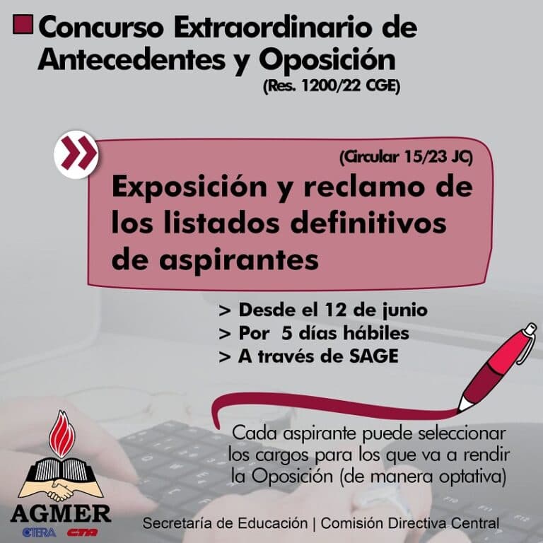 Concurso de Oposición: listados definitivos de aspirantes