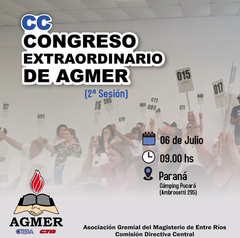 AGMER convoca a Congreso Extraordinario