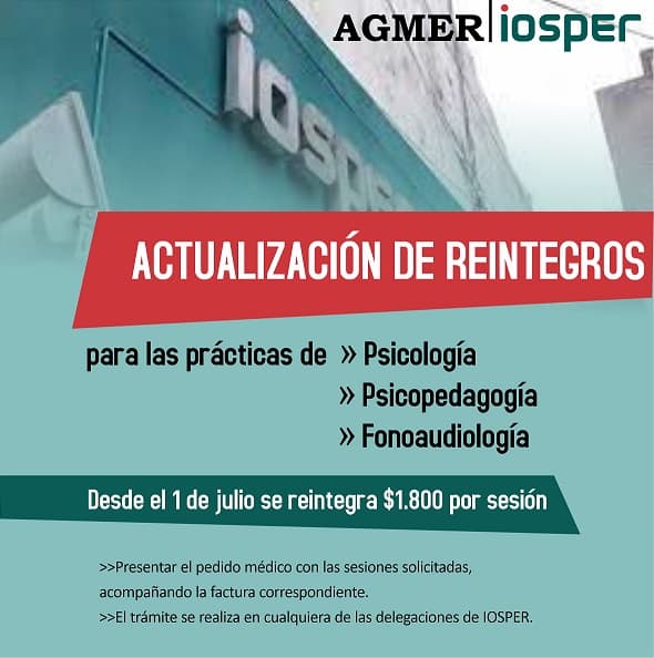 IOSPER: actualización de reintegros