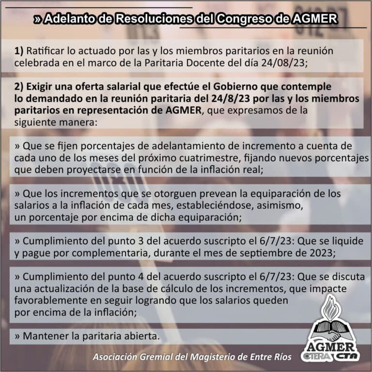El Congreso de AGMER ratificó lo demandado en paritarias