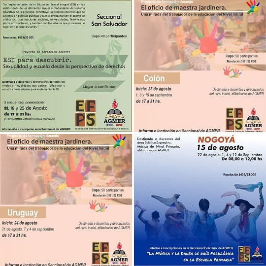 Propuestas de formación para afiliados/as a AGMER: nuevas fechas y sedes
