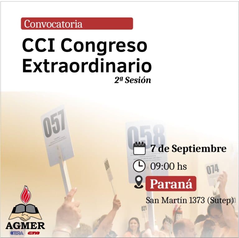 AGMER convoca a Congreso Extraordinario