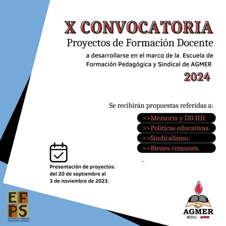 Escuela de Formación de AGMER: Convocatoria a presentación de proyectos