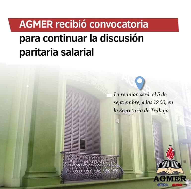 AGMER recibió convocatoria para continuar la discusión paritaria salarial