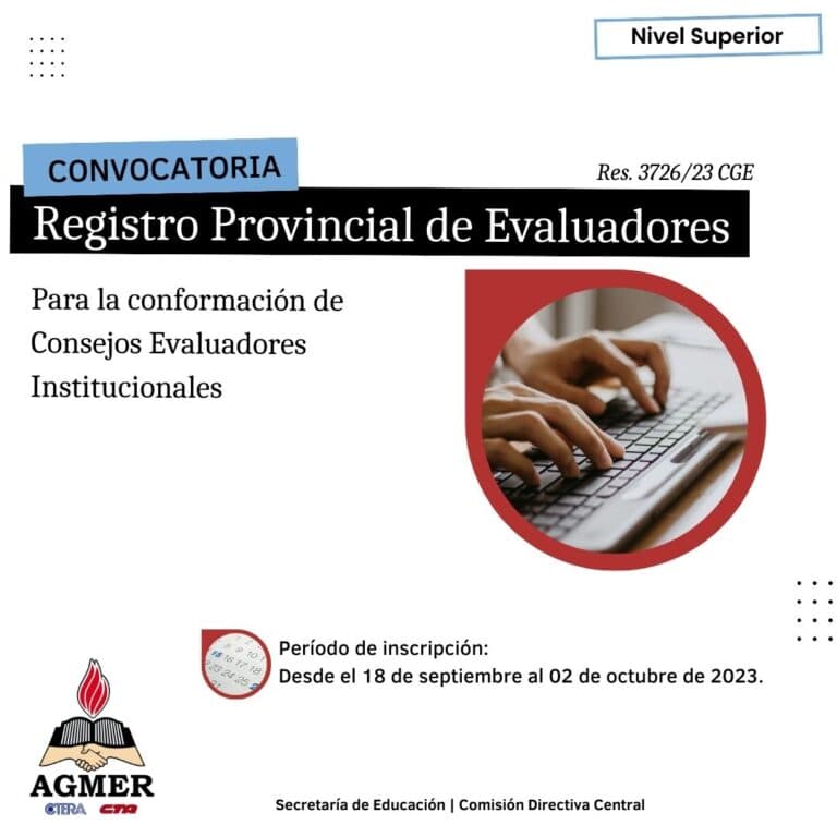 SUPERIOR | Inscripción al Registro Provincial de Evaluadoras/es