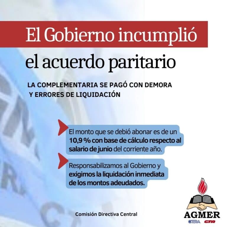 El Gobierno incumplió el acuerdo paritario