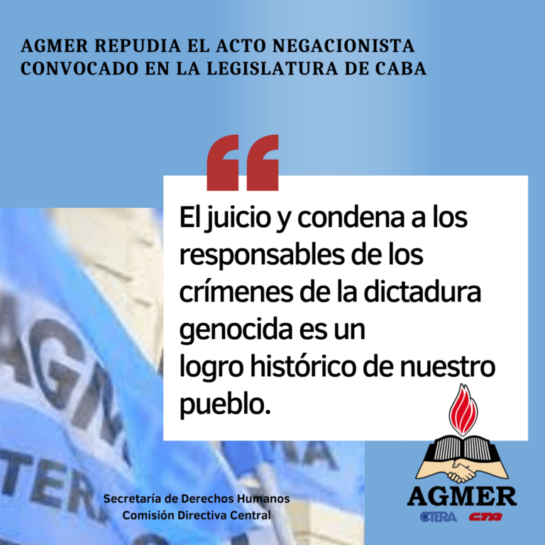 AGMER repudia el acto negacionista convocado en la Legislatura de CABA
