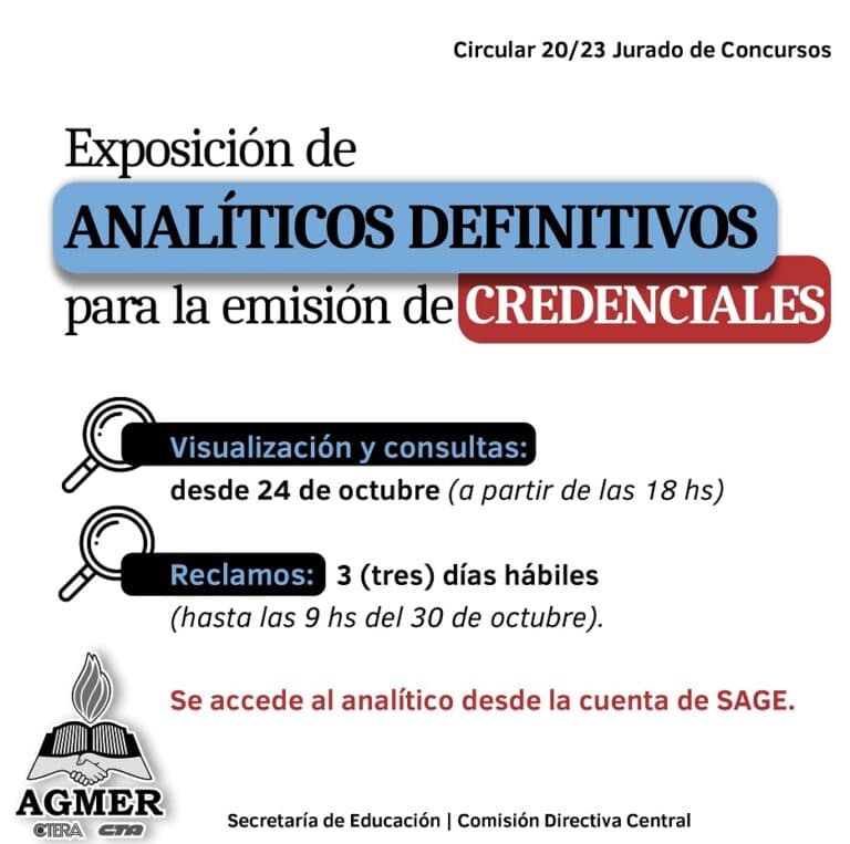 Exposición de Analíticos definitivos para la emisión de Credenciales