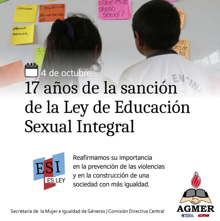 17 años de la sanción de la Ley de Educación Sexual Integral (ESI).