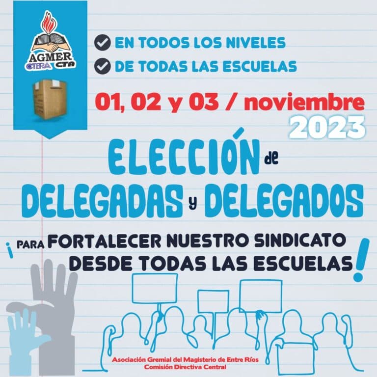 Del 01 al 03 de noviembre: elección de delegadas y delegados en las escuelas de la provincia
