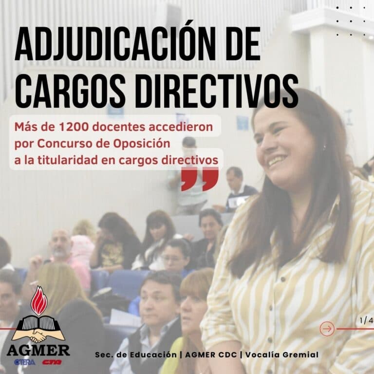 Más de 1200 docentes accedieron por concurso de oposición a la titularidad en cargos directivos