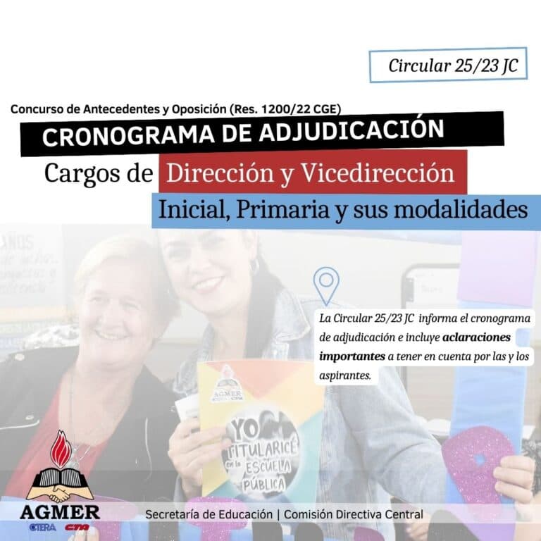 Cronograma de adjudicación de cargos directivos de Inicial y Primaria