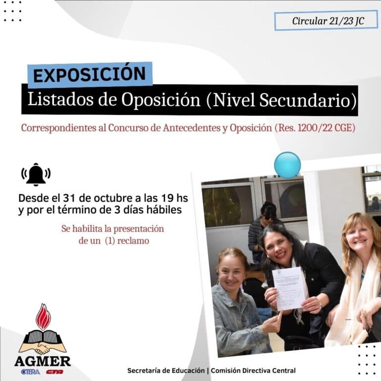 OPOSICIÓN | Exposición listados Nivel Secundario