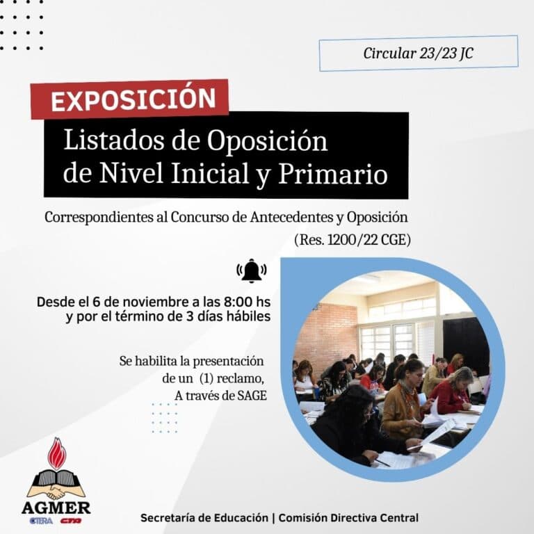 Exposición de los listados de Oposición de Nivel Inicial y Primario