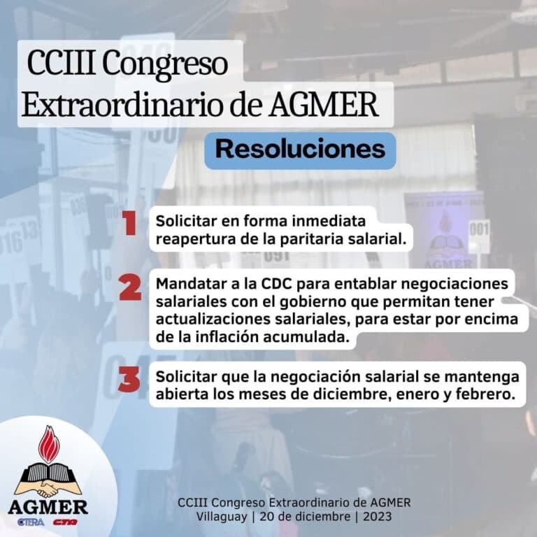 Congreso Extraordinario de AGMER | Resoluciones
