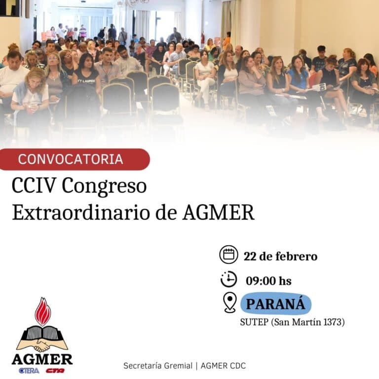 Congreso Extraordinario de AGMER. Convocatoria