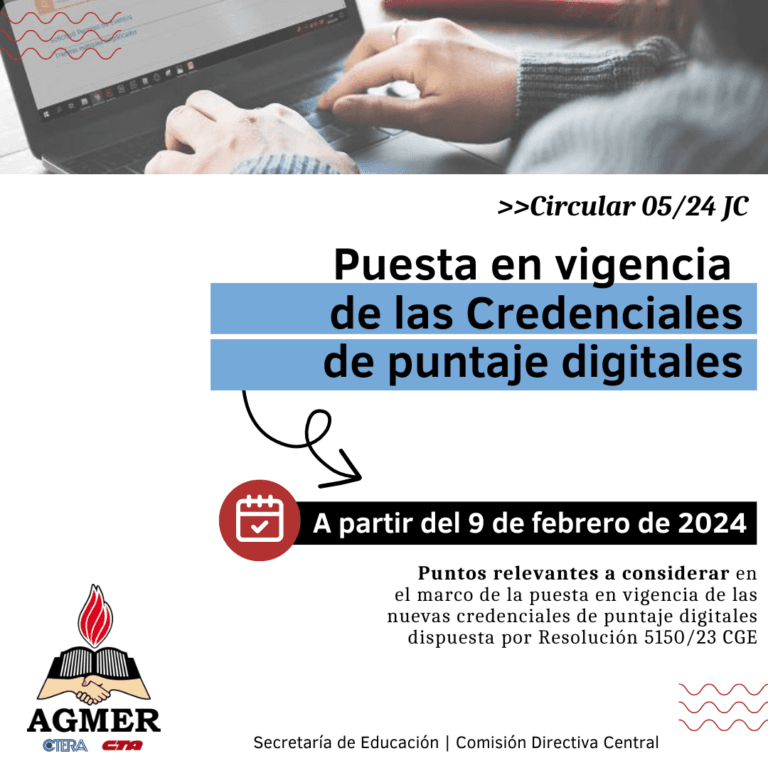 Puesta en vigencia de las Credenciales de Puntaje digitales (circular)