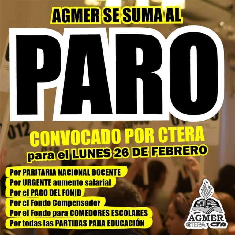 AGMER se suma al paro del lunes de CTERA y demanda al gobierno por una nueva propuesta salarial
