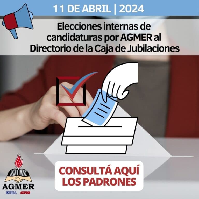 Elecciones internas de candidaturas por AGMER al Directorio de la Caja de Jubilaciones | PADRONES