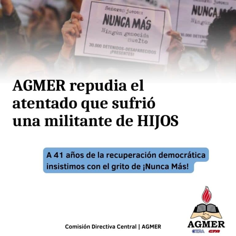 AGMER repudia el atentado que sufrió una militante de HIJOS