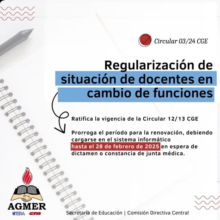 Regularización de situación de docentes en cambio de funciones.
