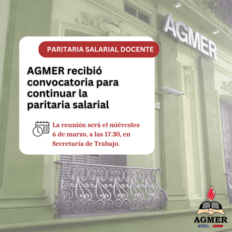 Paritaria Salarial: el Gobierno convocó a AGMER a una nueva audiencia