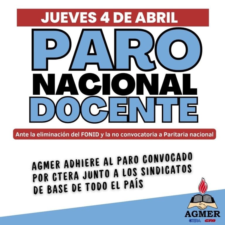 Jueves 4 de abril: Paro Nacional Docente