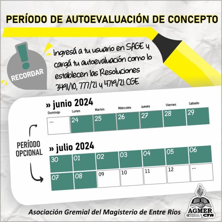 RECORDAR – Hasta el 08 de julio podemos cargar la autoevaluación de concepto