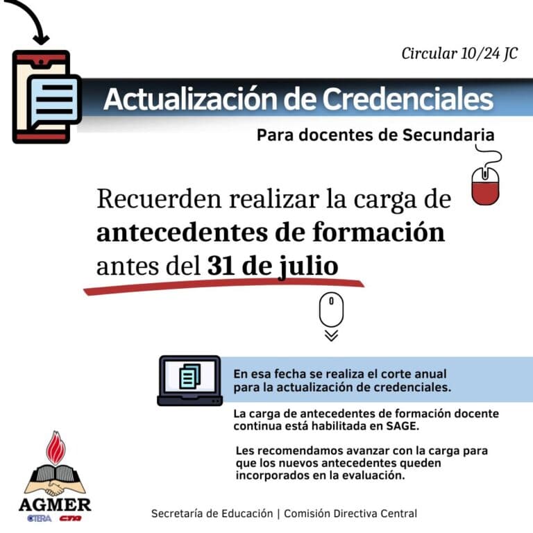 Actualización de Credenciales: carga de antecedentes de formación en SAGE