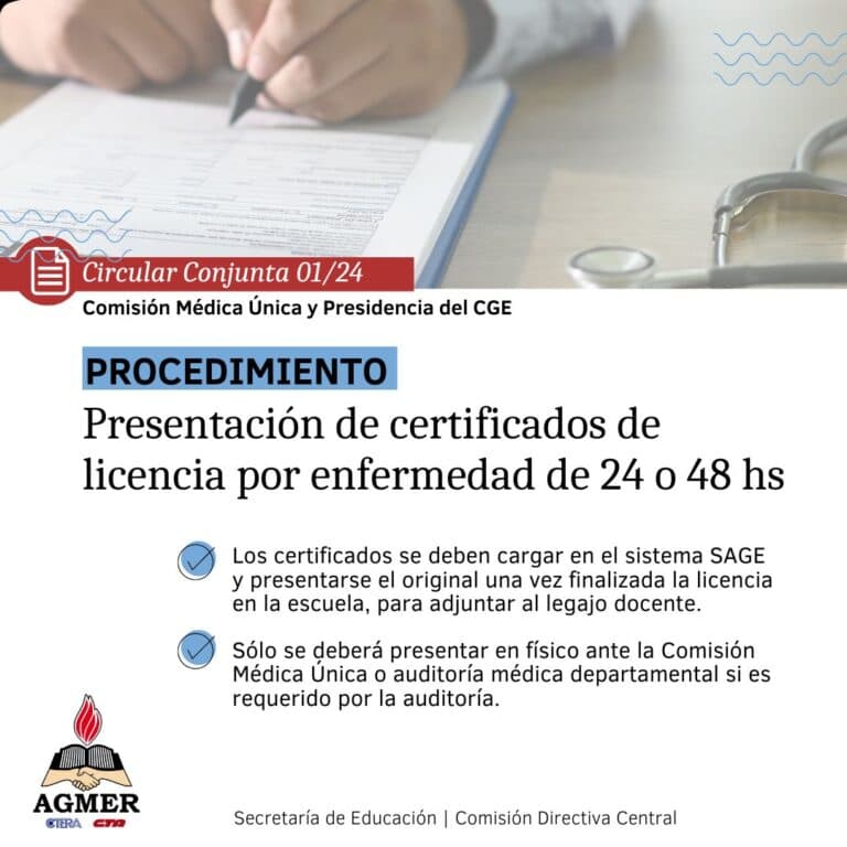 Sobre la presentación de certificados de licencia por enfermedad de 24 y/o 48 hs