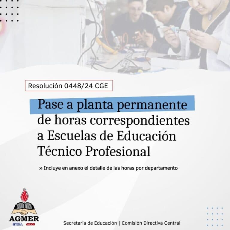Pase a planta de horas en escuelas de Educación Técnico Profesional