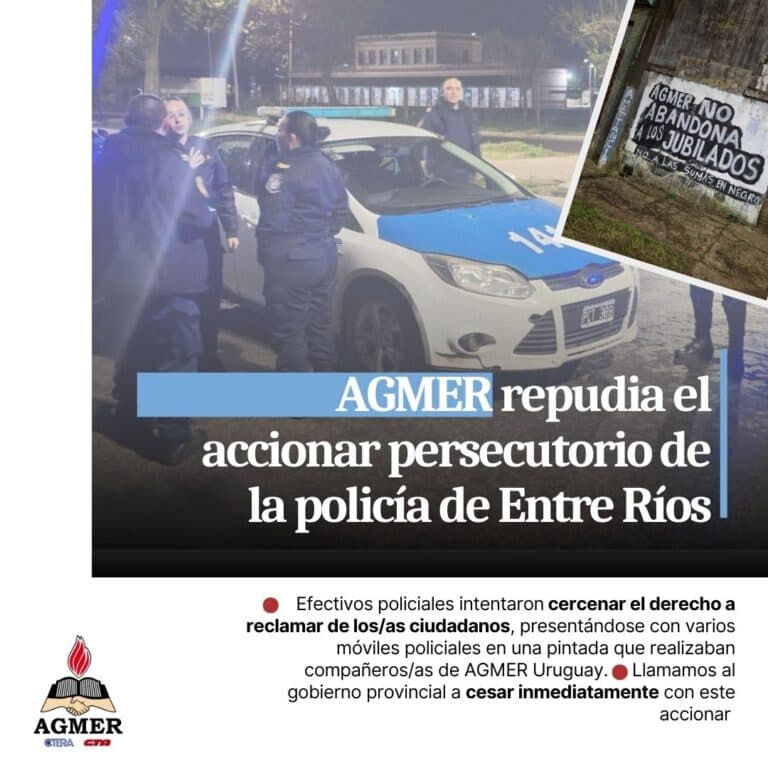 AGMER repudia el accionar persecutorio de la policía de Entre Ríos