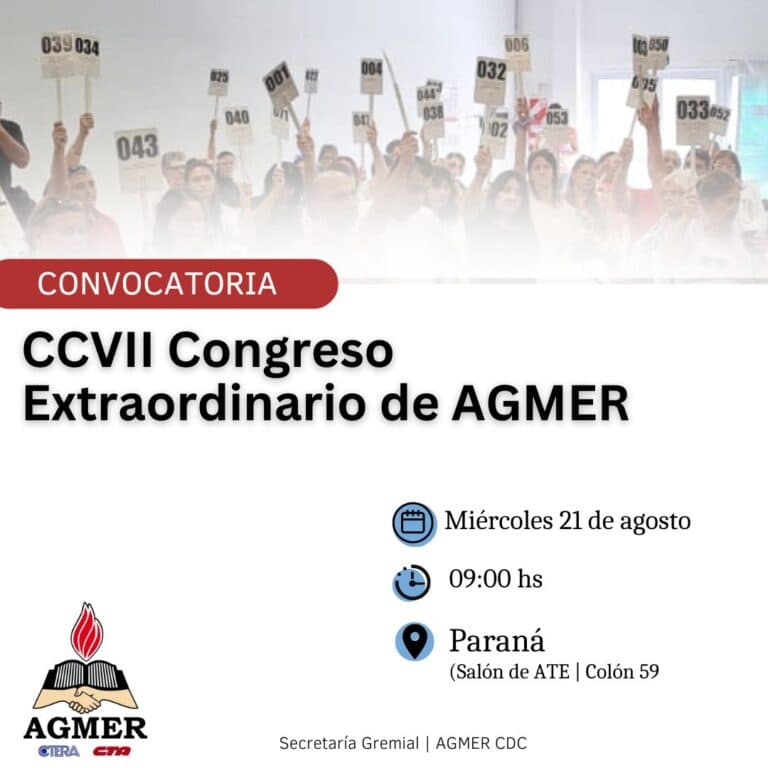 AGMER convocó al Congreso Extraordinario