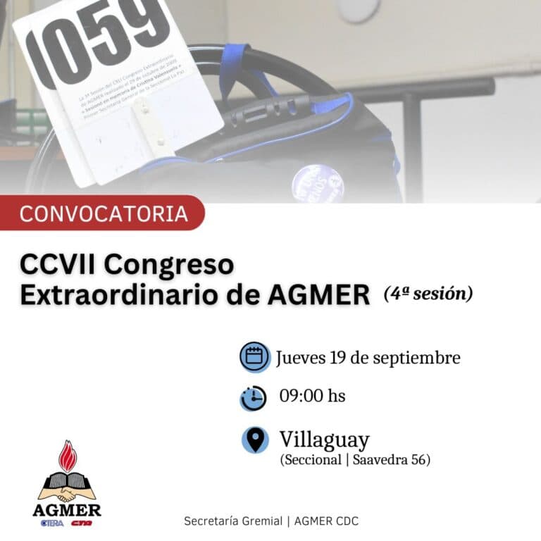 AGMER convocó a Congreso para el jueves 19