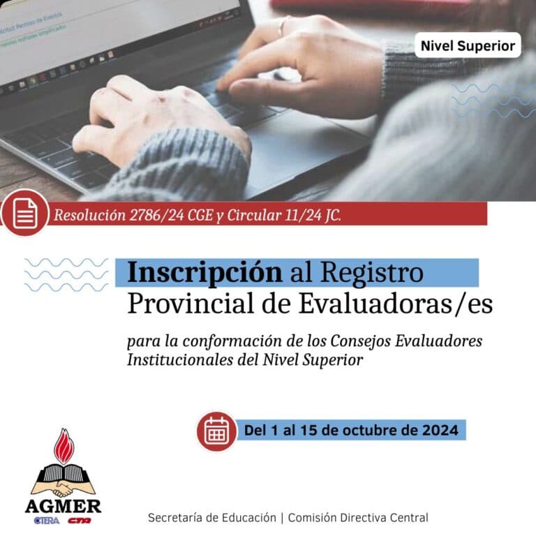 Nivel Superior: Inscripción al Registro Provincial de Evaluadoras/es